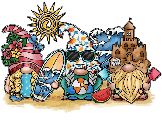 Beach Gnomes - DTF Ready to Press - Heat Press Transfer