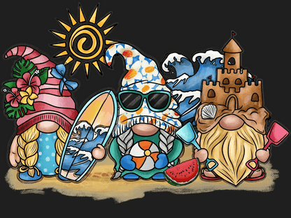 Beach Gnomes - DTF Ready to Press - Heat Press Transfer