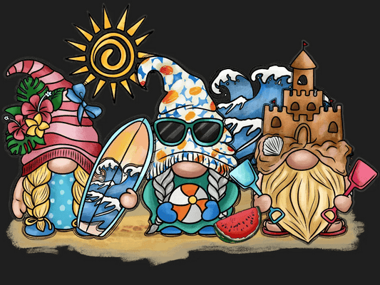 Beach Gnomes - DTF Ready to Press - Heat Press Transfer