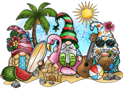 Beach Gnomes Holiday - DTF Ready to Press - Heat Press Transfer
