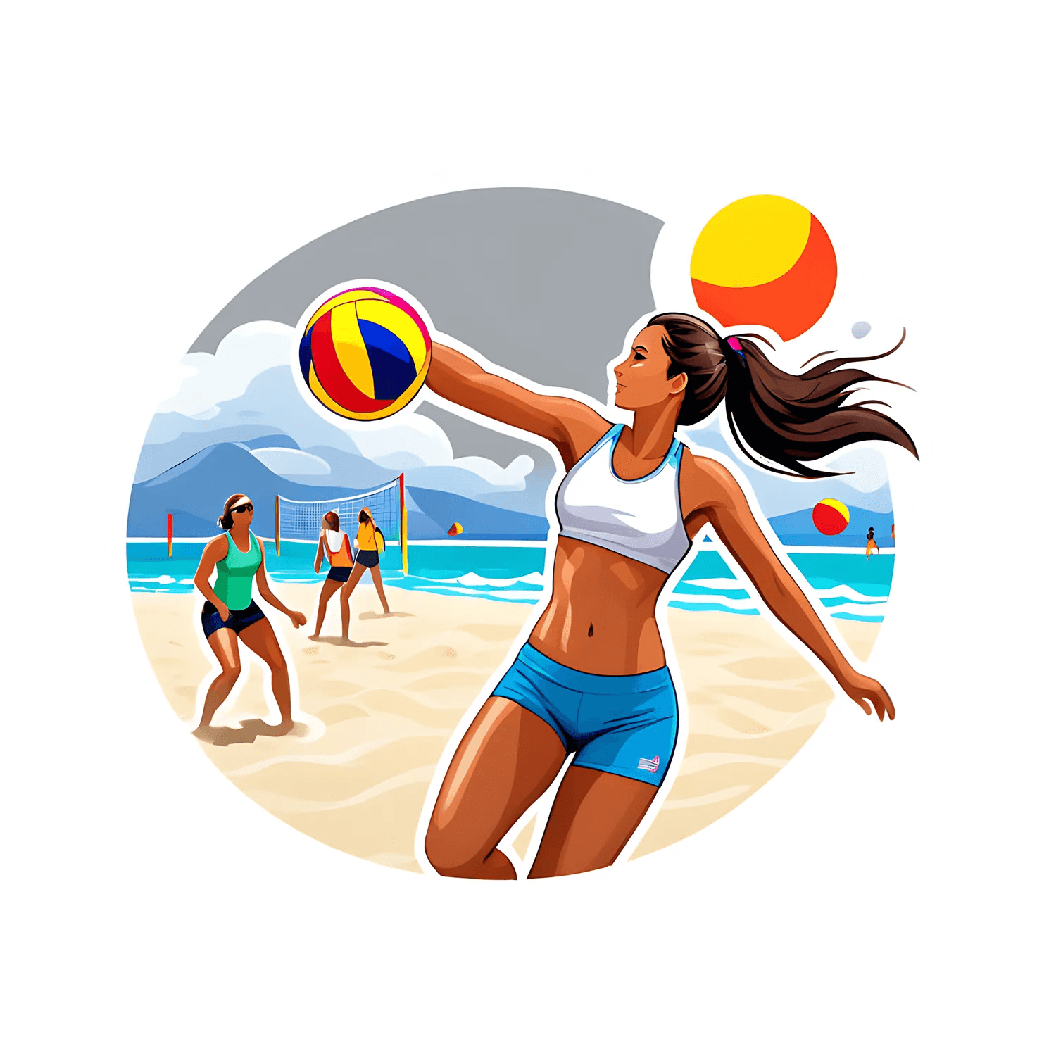 Beach Volleyball Play - Sticker - Heat Press Transfer