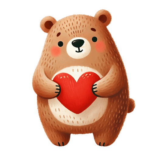 Bear Holding A Big Red Heart Design | DTF Center - Heat Press Transfer