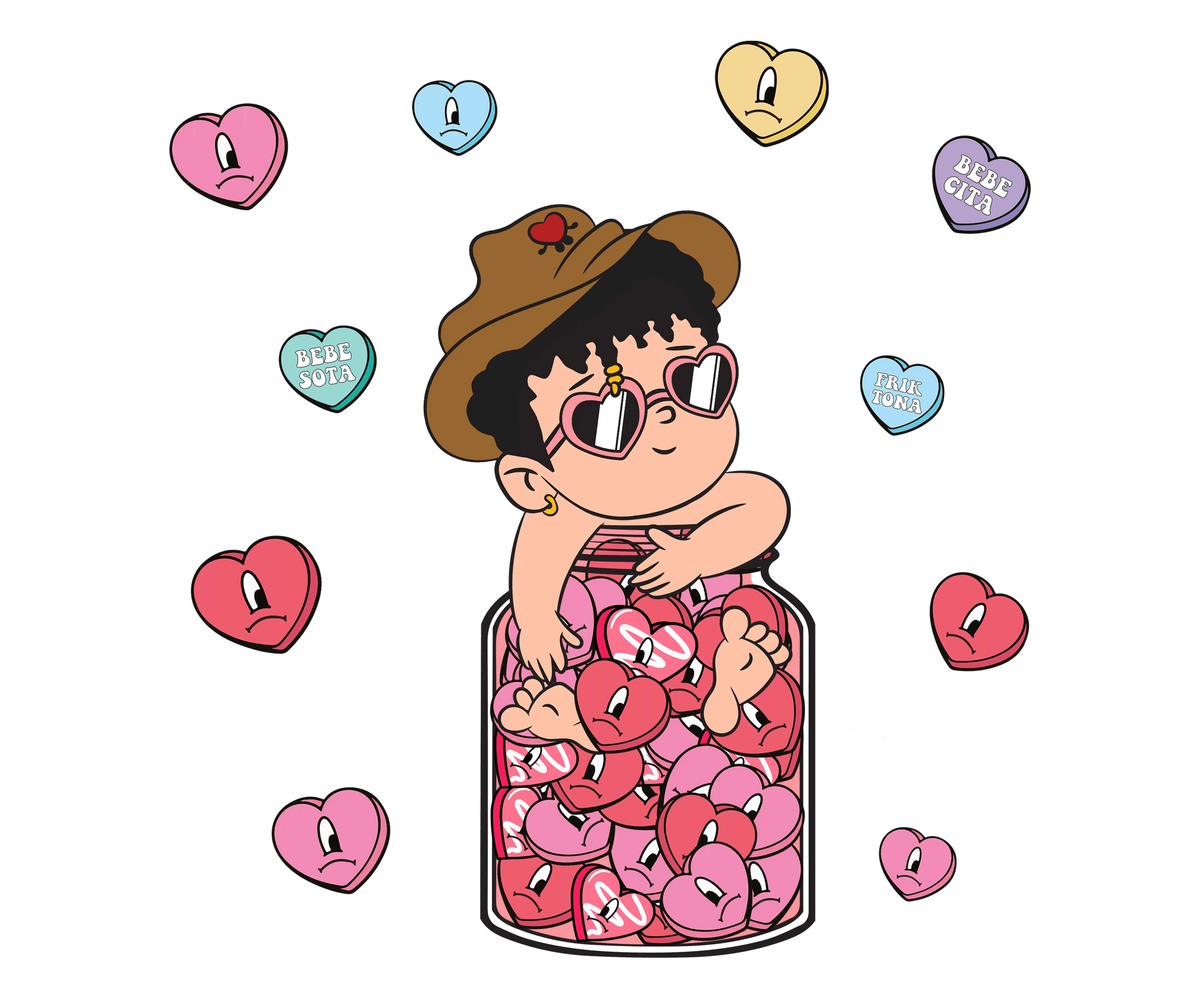 Bebesota Bebecita Friktona Bad Bunny Valentine's Day Design - DTF Ready To Press - Heat Press Transfer