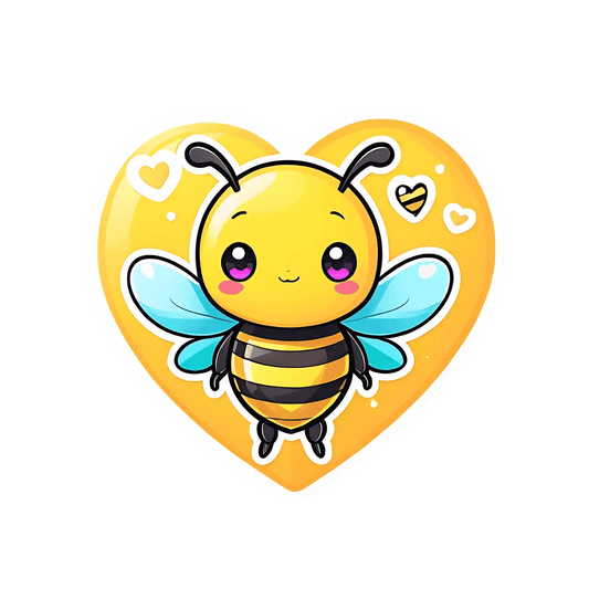 Bee Love Sticker - Cute UV Heart - Heat Press Transfer