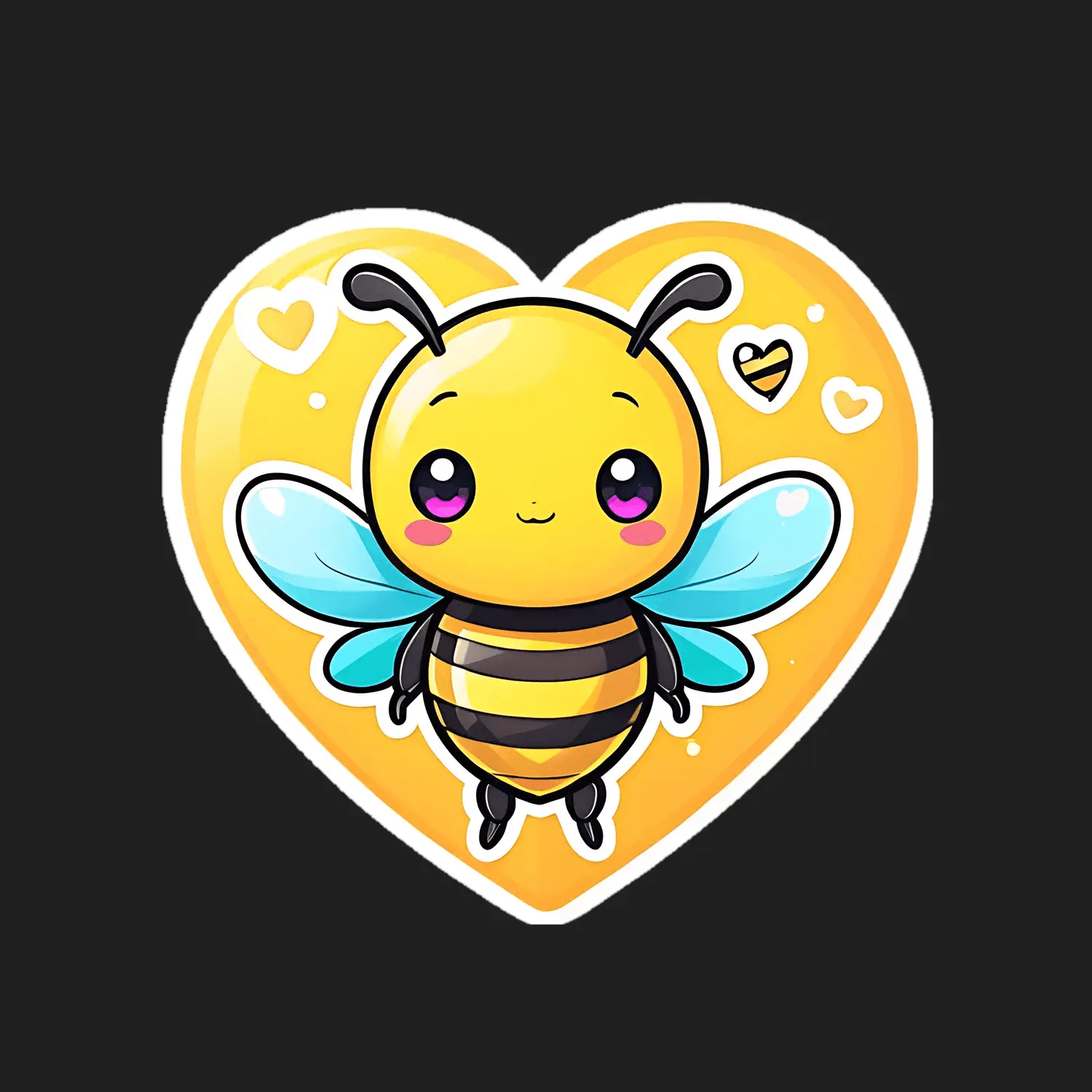 Bee Love Sticker - Cute UV Heart - Heat Press Transfer