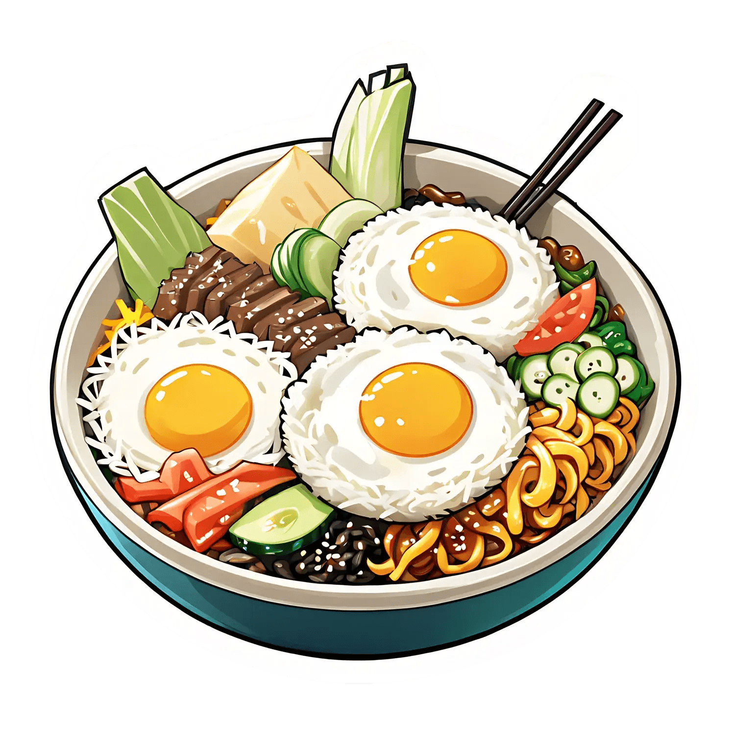 Bibimbap Bowl Sticker - Korean Cuisine Decor - Heat Press Transfer
