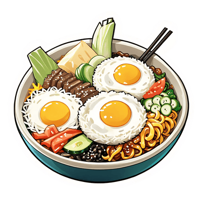 Bibimbap Bowl Sticker - Korean Cuisine Decor - Heat Press Transfer