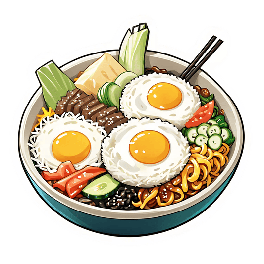 Bibimbap Bowl Sticker - Korean Cuisine Decor - Heat Press Transfer