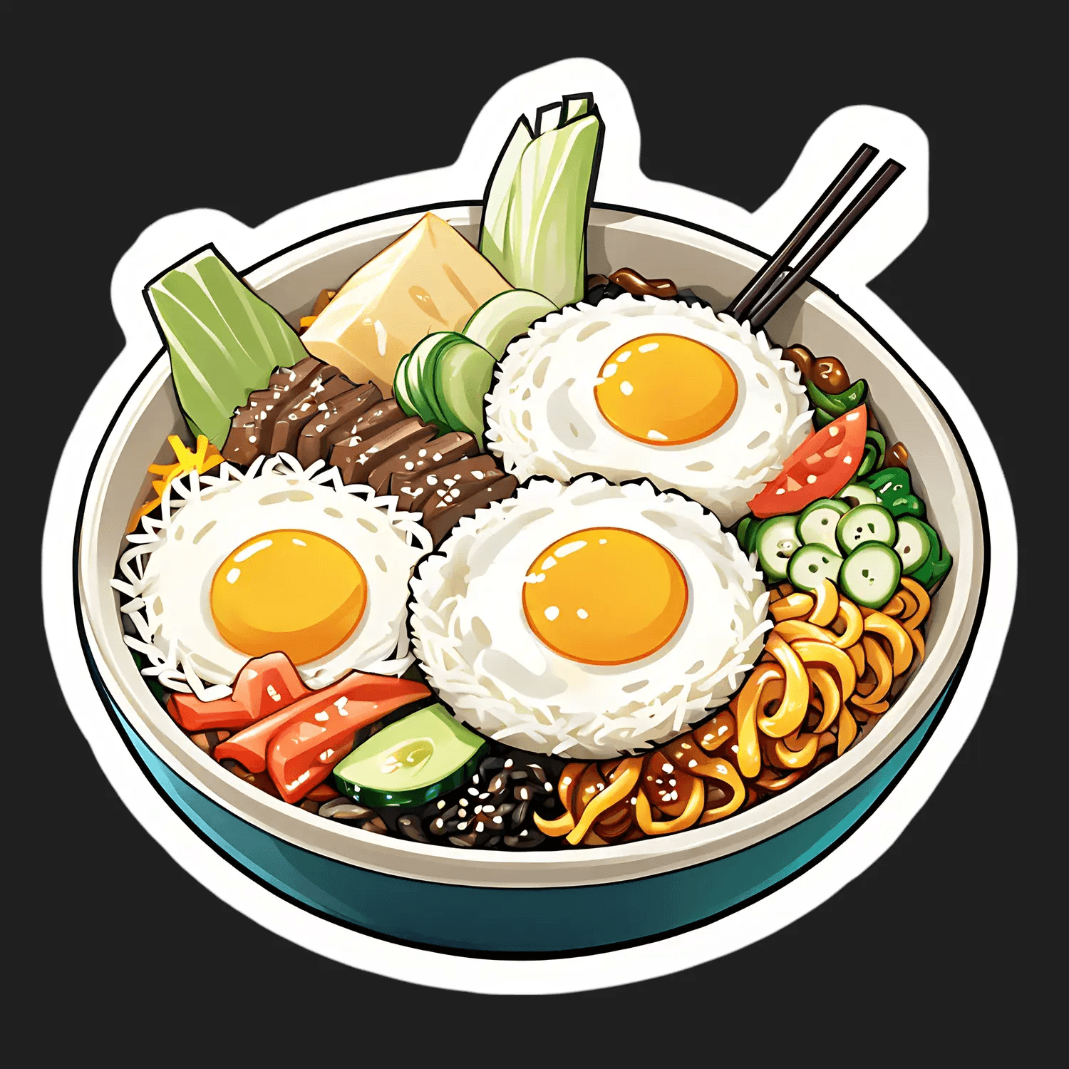 Bibimbap Bowl Sticker - Korean Cuisine Decor - Heat Press Transfer