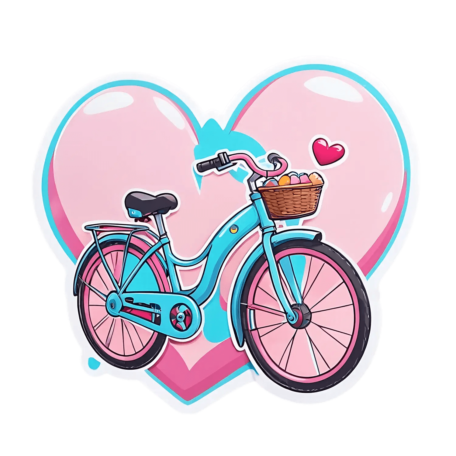 Bike Love Heart - UV DTF Sticker - Heat Press Transfer