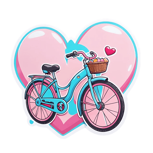 Bike Love Heart - UV DTF Sticker - Heat Press Transfer