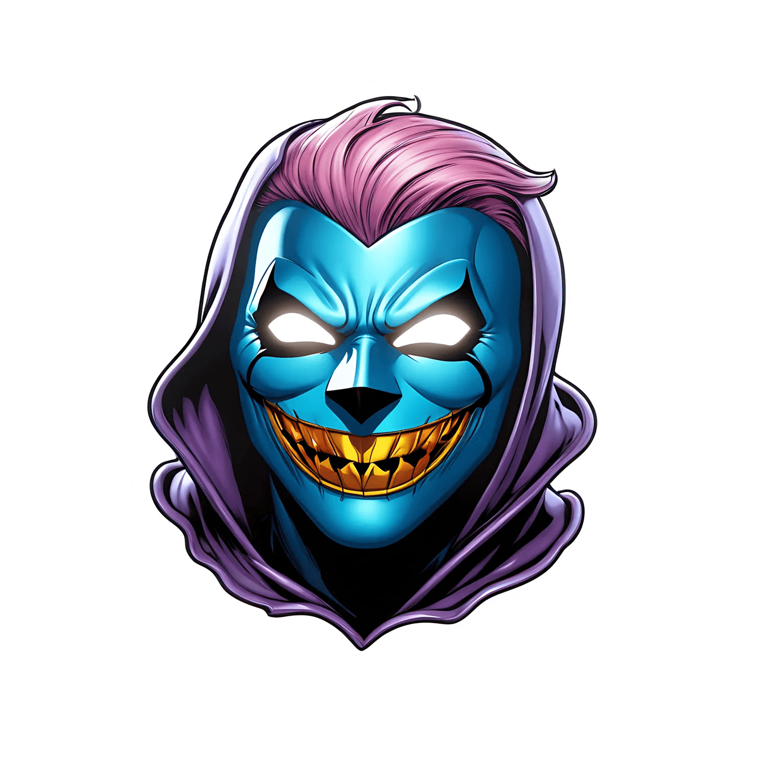 Blue Joker Grin - UV DTF Sticker - Heat Press Transfer