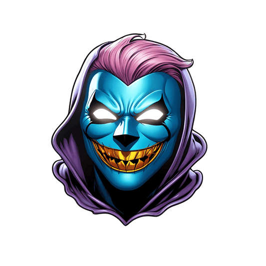 Blue Joker Grin - UV DTF Sticker - Heat Press Transfer