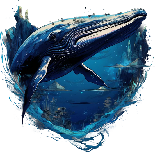 Blue Whale Sea Design - DTF Ready to Press - Heat Press Transfer