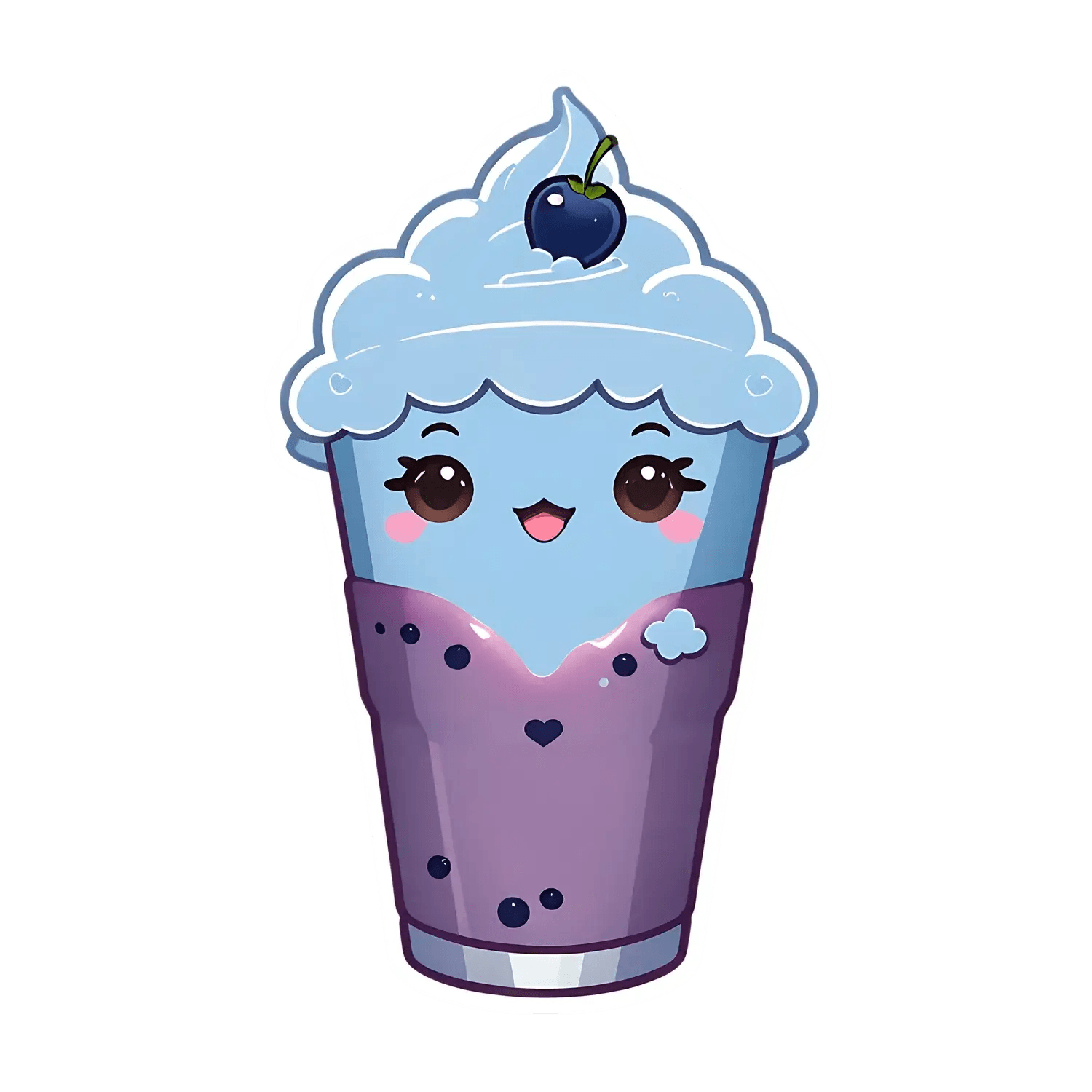 Blueberry Milkshake - Cute Sticker - Heat Press Transfer