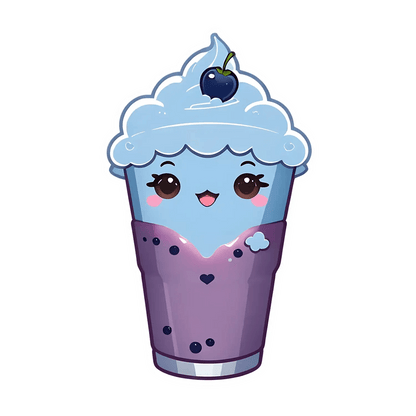 Blueberry Milkshake - Cute Sticker - Heat Press Transfer