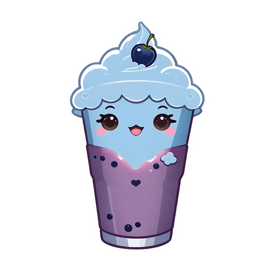 Blueberry Milkshake - Cute Sticker - Heat Press Transfer