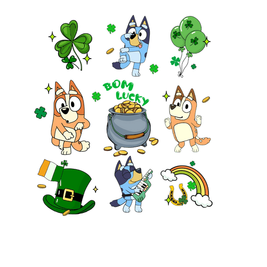 Bluey Celebrates St Patrick's Day - DTF Ready To Press - Heat Press Transfer