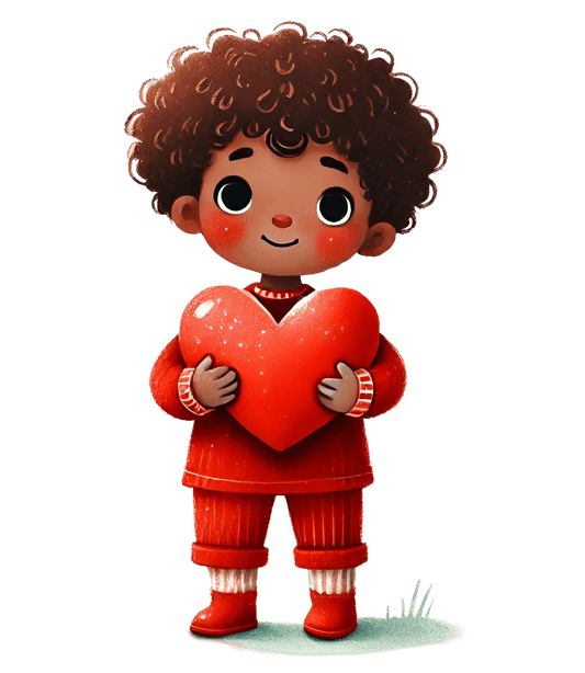 Boy Holding A Big Heart Design | DTF Center - Heat Press Transfer