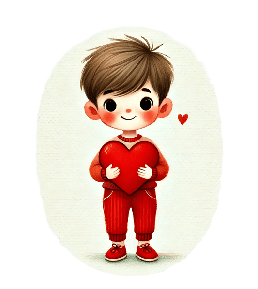 Boy Holding A Big Heart Design | DTF Center - Heat Press Transfer