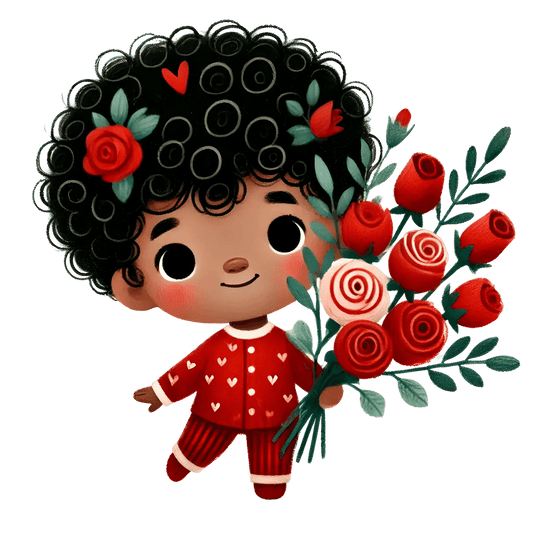 Boy Holding A Bouquet Of Red Roses Design | DTF Center - Heat Press Transfer