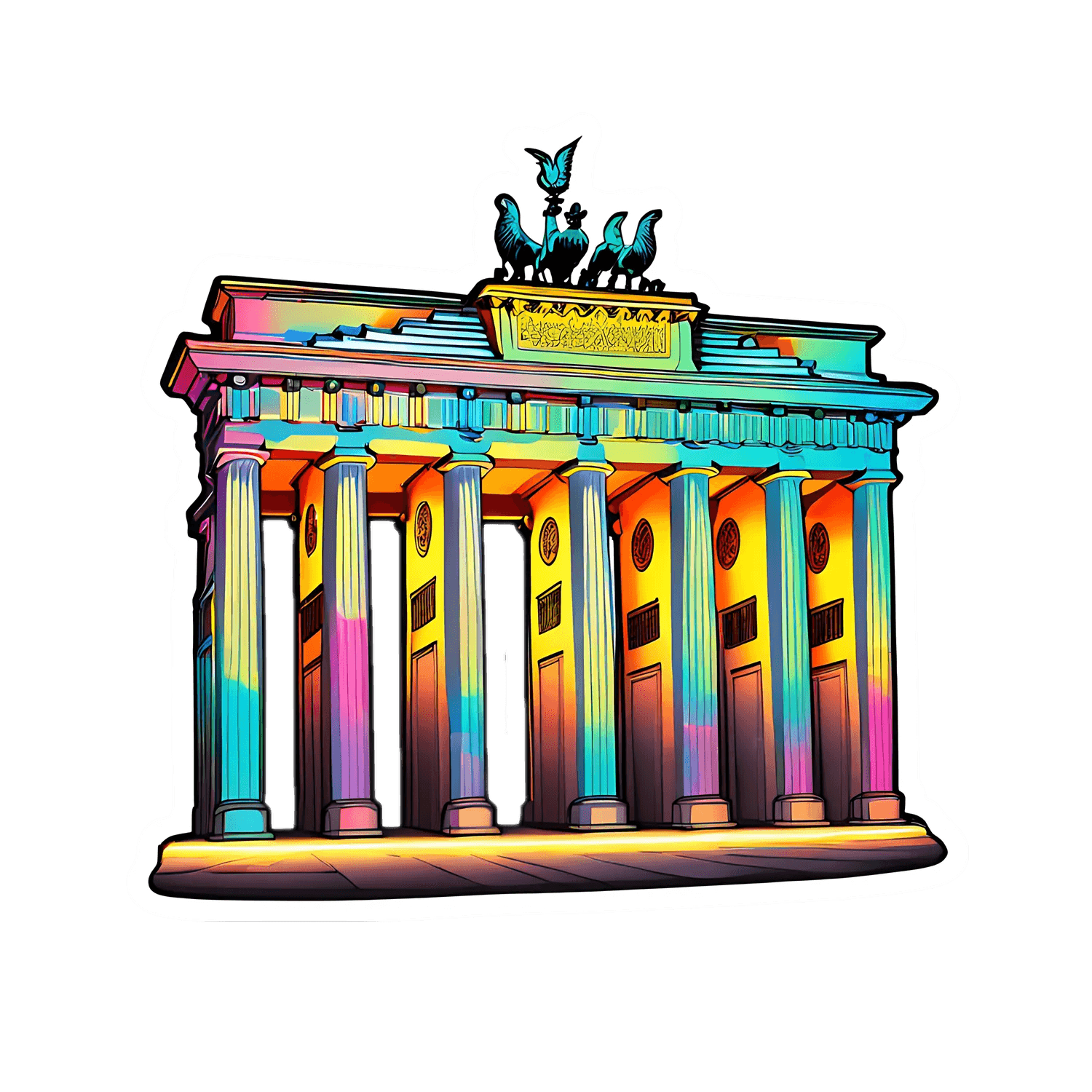 Brandenburg Gate Sticker - Multicolored Art - Heat Press Transfer
