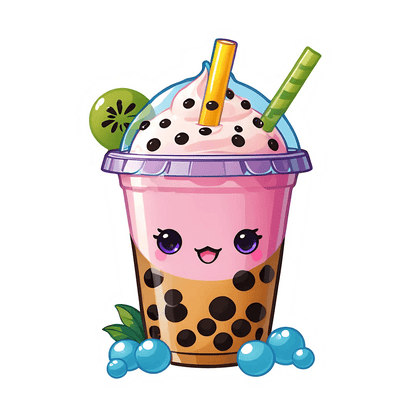 Bubble Tea Fun - UV DTF Sticker - Heat Press Transfer