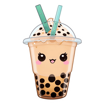 Bubble Tea Sticker - Cute Kawaii Design - Heat Press Transfer