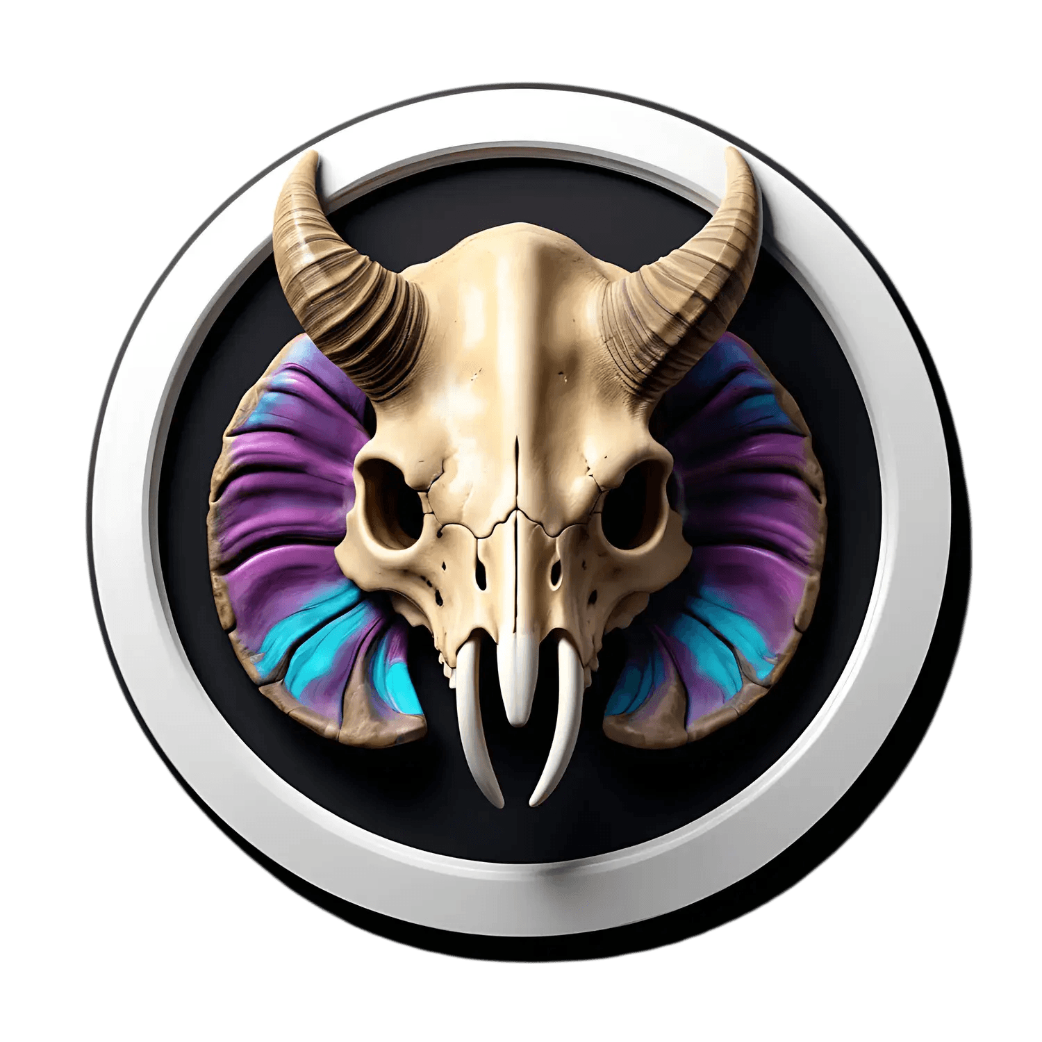 Buffalo Skull Sticker - Colorful Horn Art - Heat Press Transfer