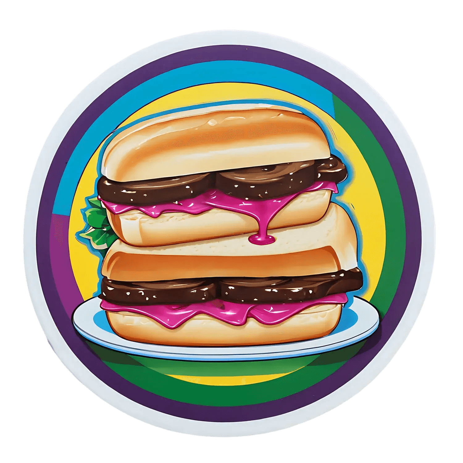 Burger Decal - UV Adhesive Sticker - Heat Press Transfer