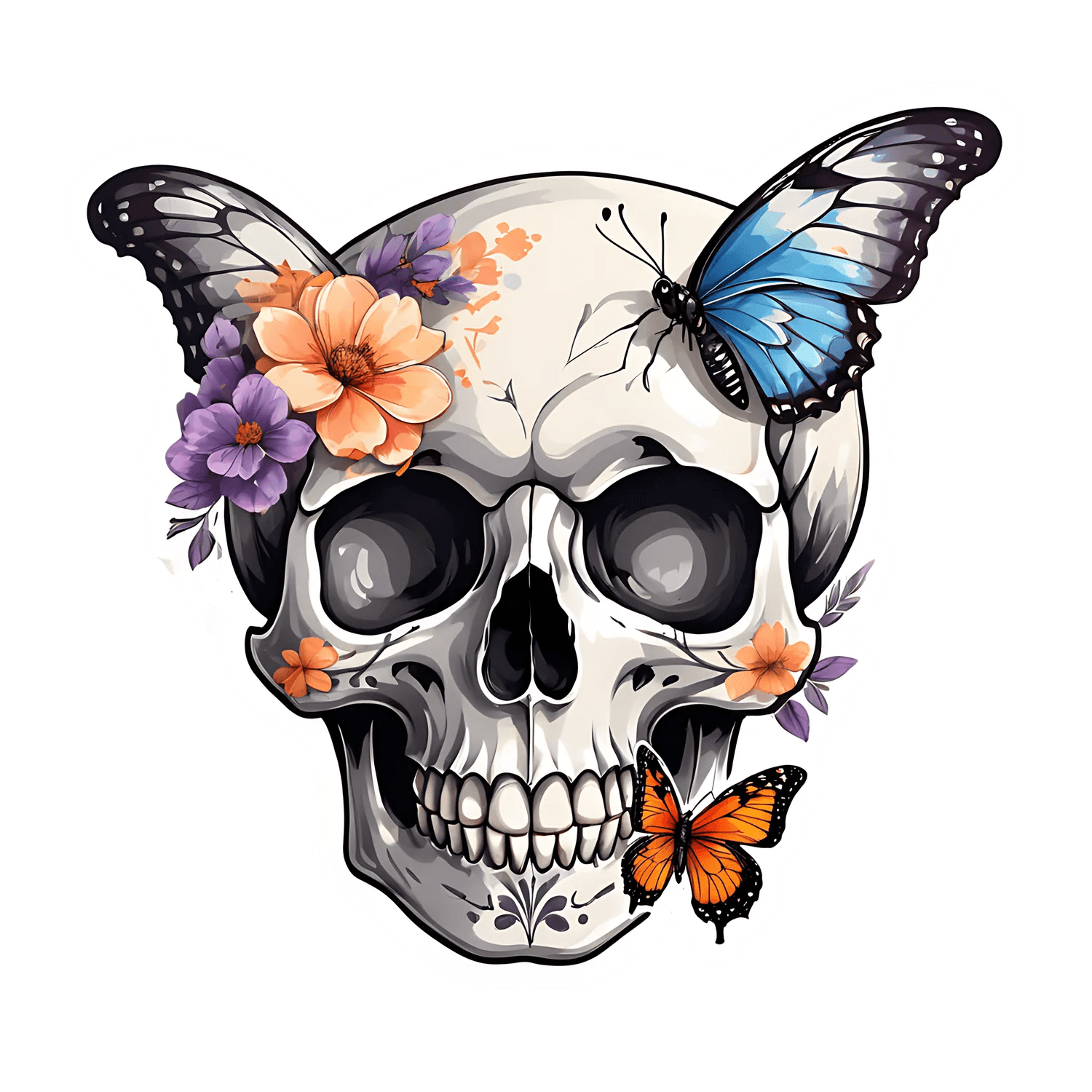 Butterfly Skull - Sticker Design - Heat Press Transfer