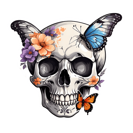Butterfly Skull - Sticker Design - Heat Press Transfer