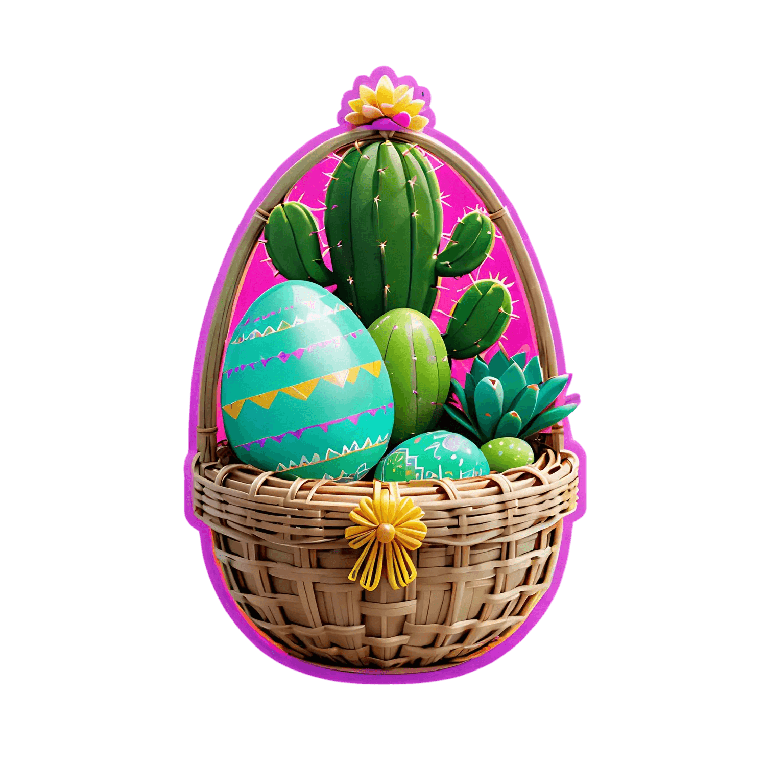 Cactus Easter Basket Sticker - Vibrant UV - Heat Press Transfer