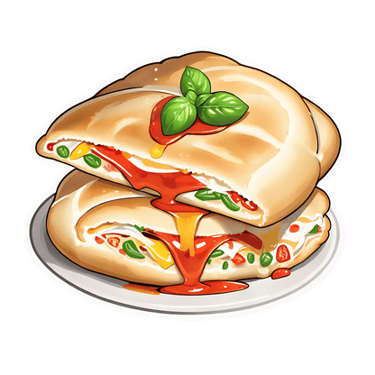 Calzone Pizza Sticker - Bursting with Flavor - Heat Press Transfer