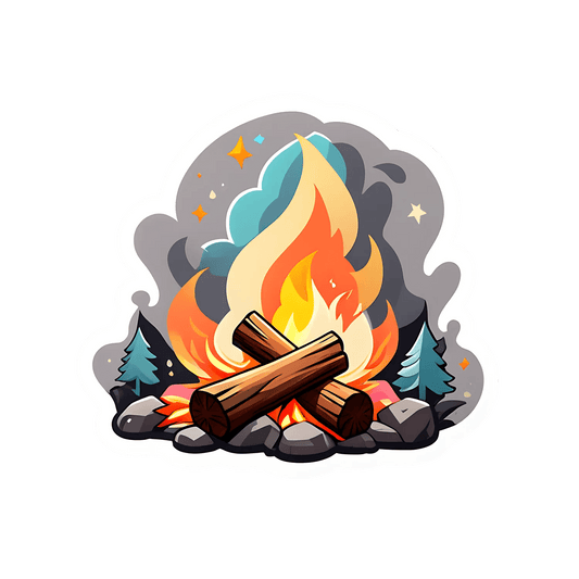 Camping Fire Sticker - Colorful Outdoor Decor - Heat Press Transfer