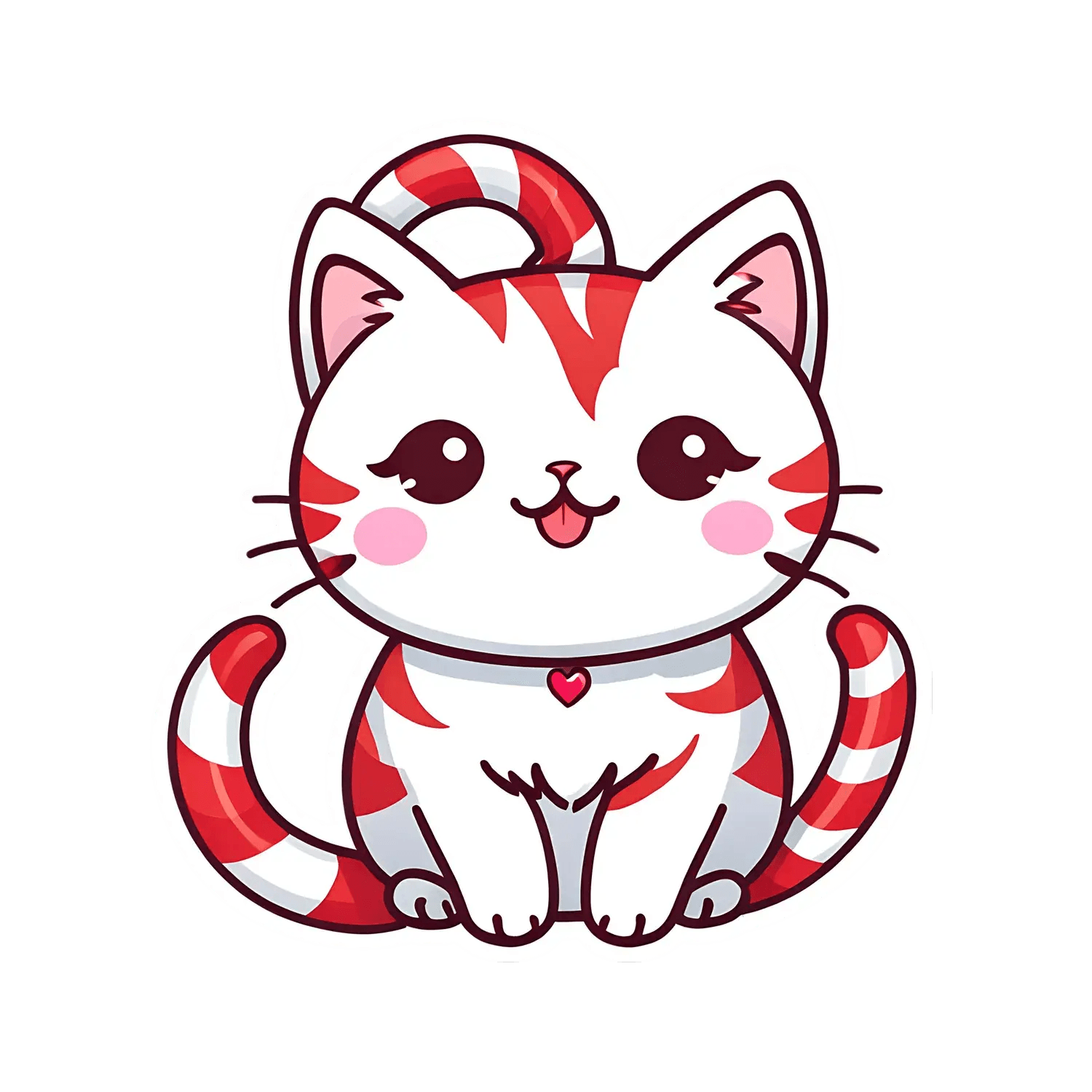Candy Cane Cat - Sticker - Heat Press Transfer