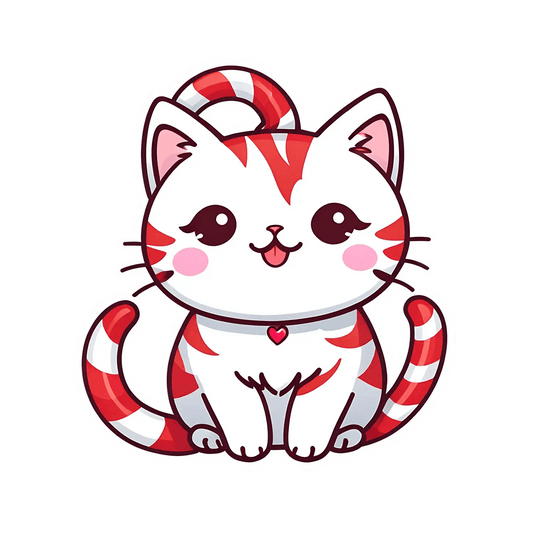 Candy Cane Cat - Sticker - Heat Press Transfer
