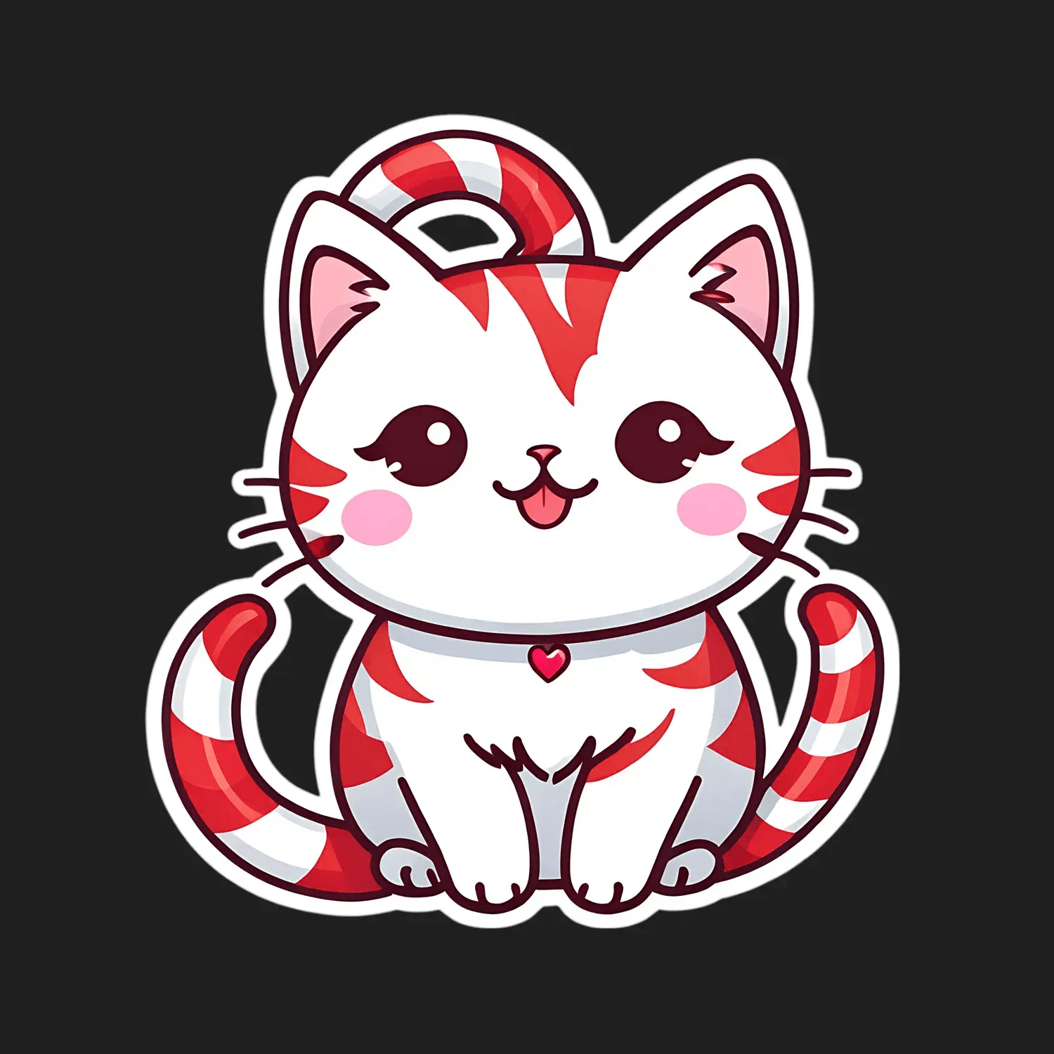 Candy Cane Cat - Sticker - Heat Press Transfer