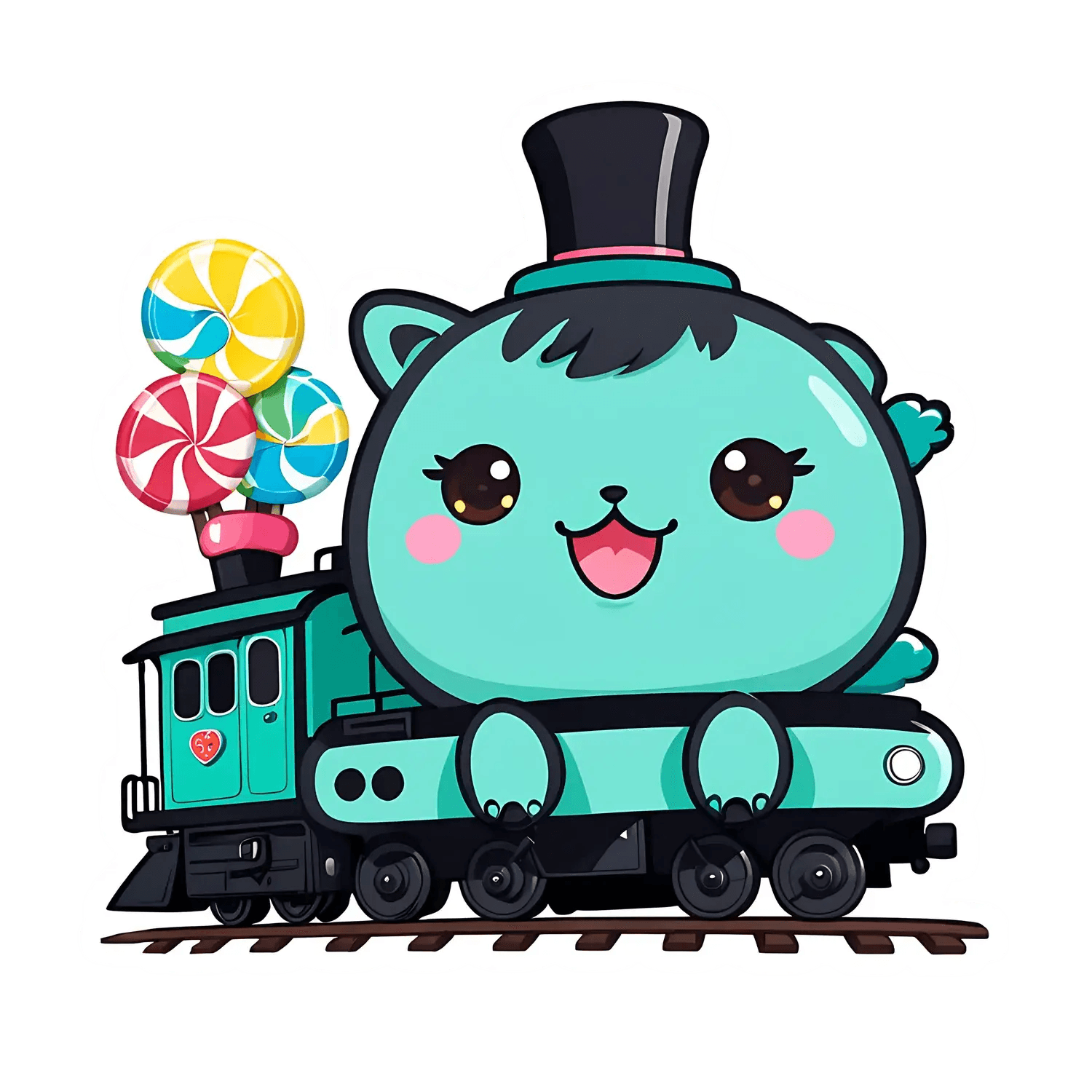 Candy Train Bear - Adorable Sticker - Heat Press Transfer