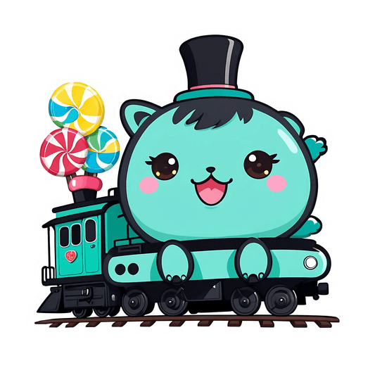 Candy Train Bear - Adorable Sticker - Heat Press Transfer