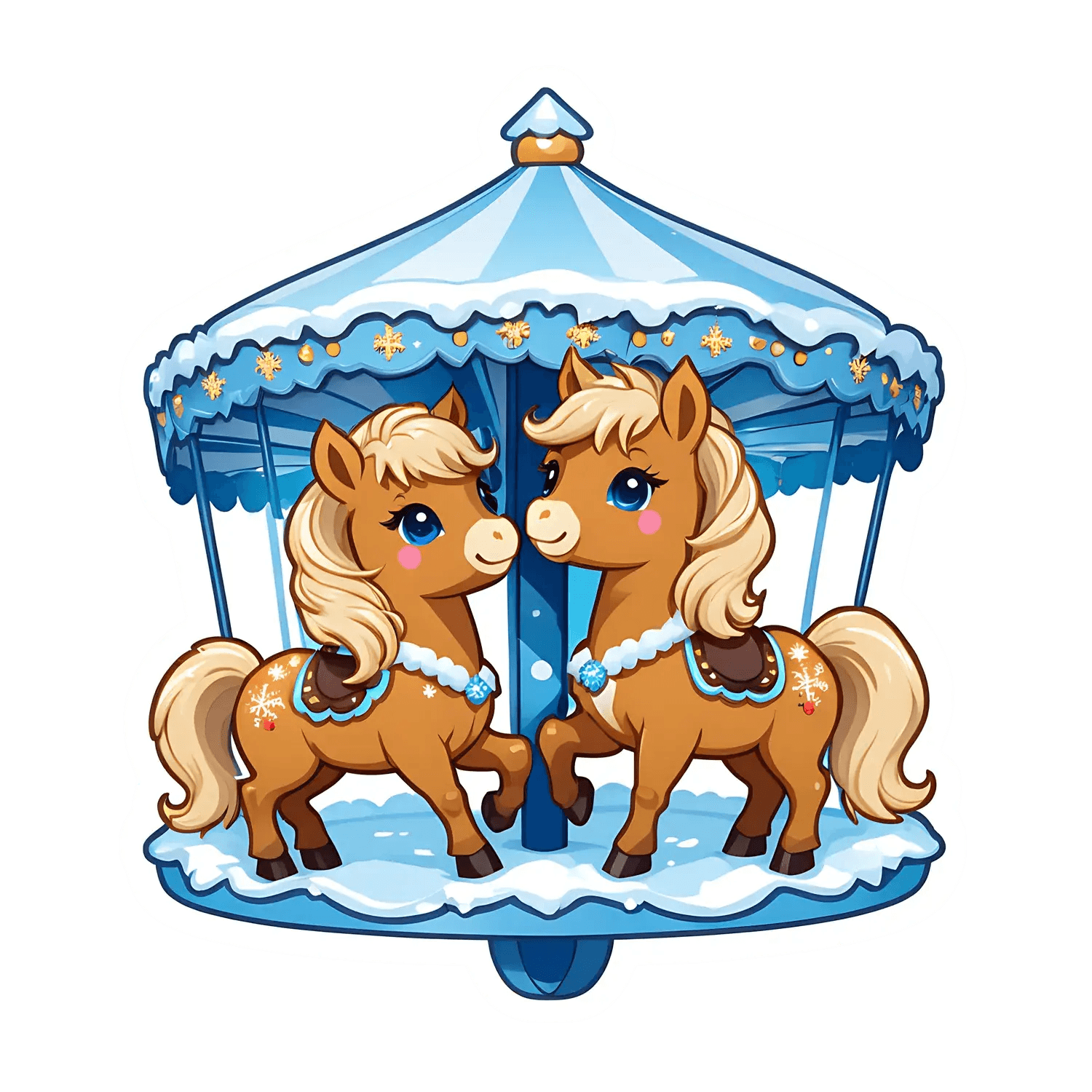 Carousel Horses - Winter Sticker - Heat Press Transfer