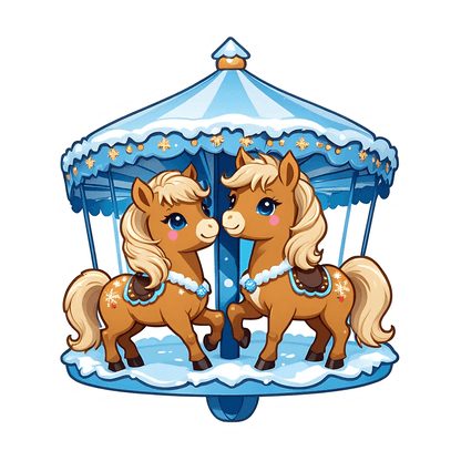Carousel Horses - Winter Sticker - Heat Press Transfer