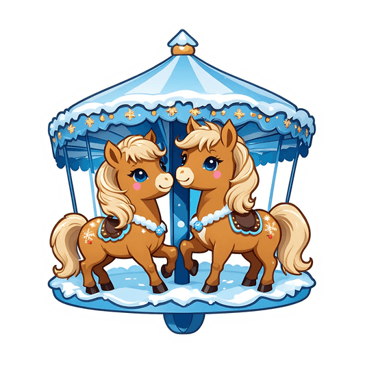 Carousel Horses - Winter Sticker - Heat Press Transfer