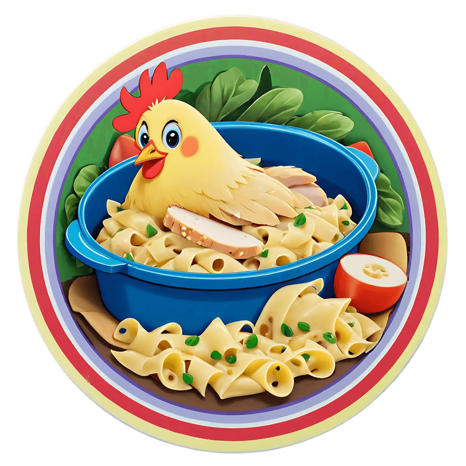 Cartoon Chicken Pasta - Sticker - Heat Press Transfer