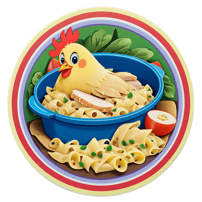 Cartoon Chicken Pasta - Sticker - Heat Press Transfer