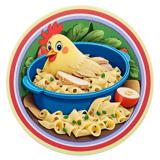 Cartoon Chicken Pasta - Sticker - Heat Press Transfer