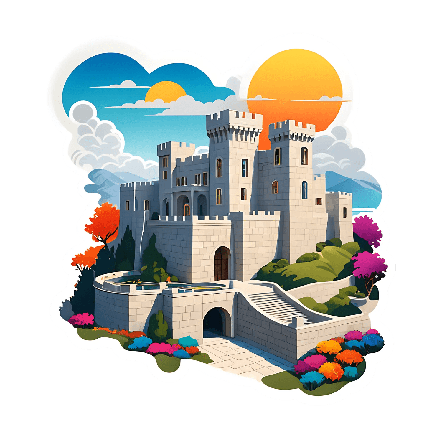 Castle Fantasy Sunset - Sticker - Heat Press Transfer
