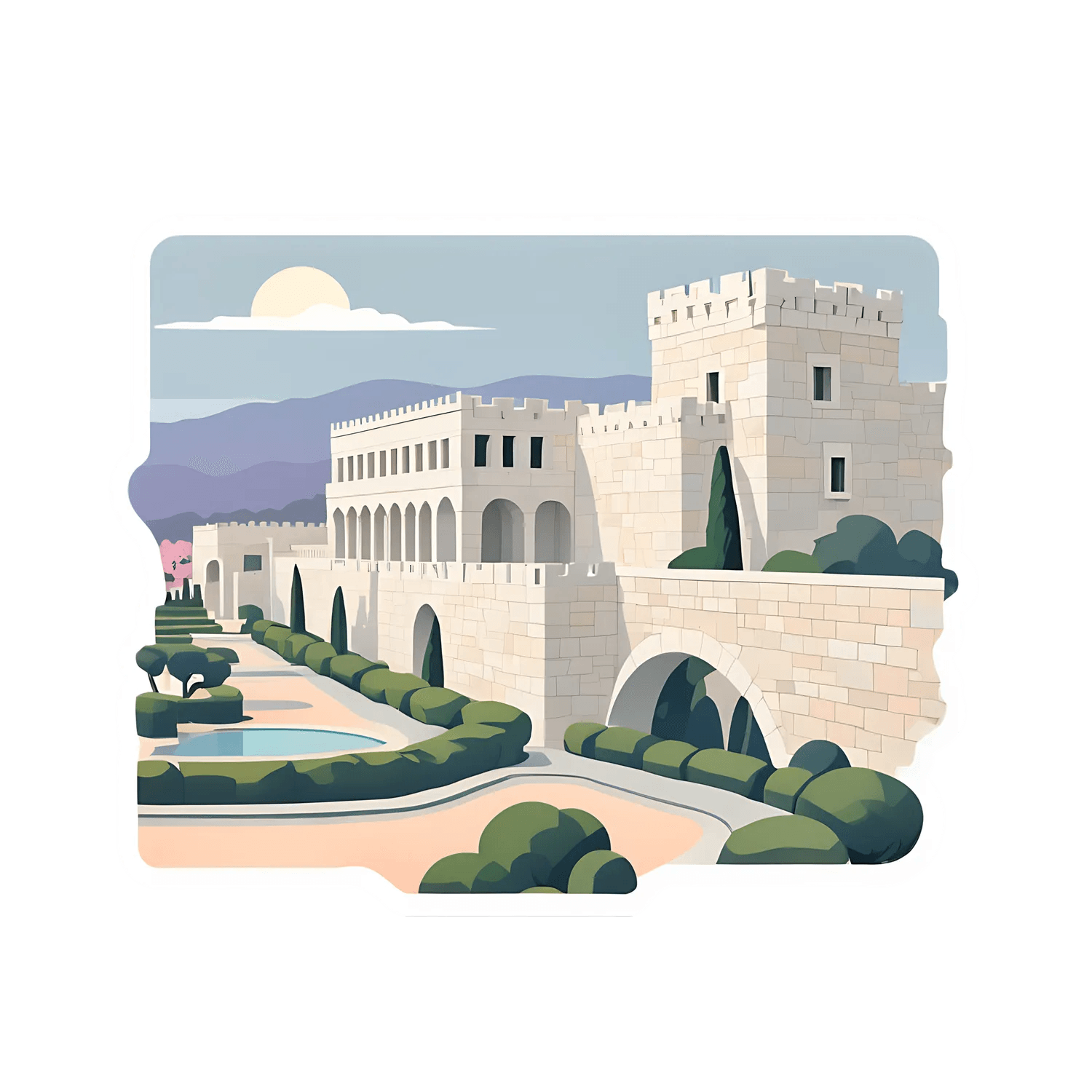 Castle Landscape Sticker - UV DTF Quality - Heat Press Transfer