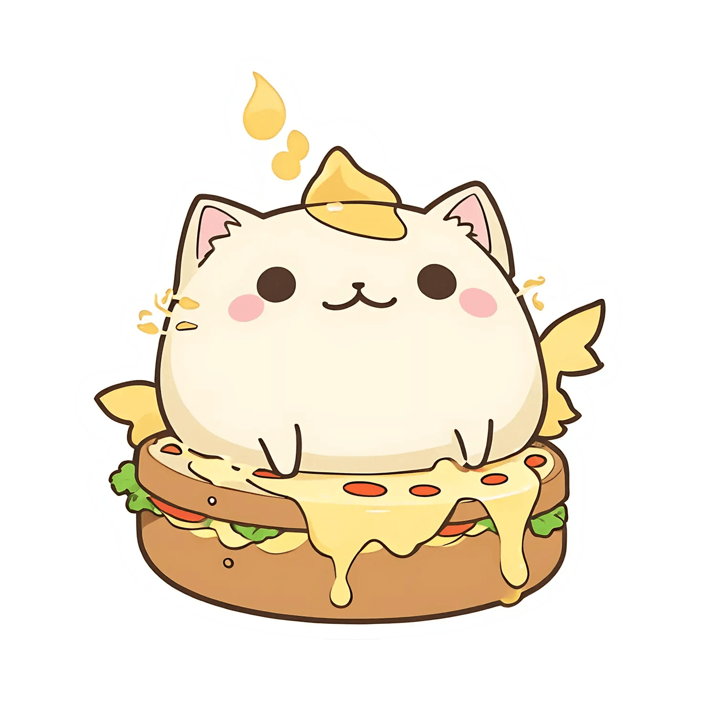 Cat Burger UV Sticker - Adorable Food-Themed - Heat Press Transfer