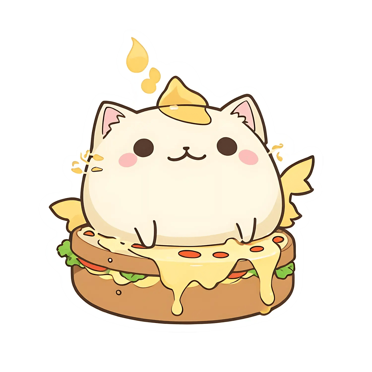 Cat Burger UV Sticker - Adorable Food-Themed - Heat Press Transfer